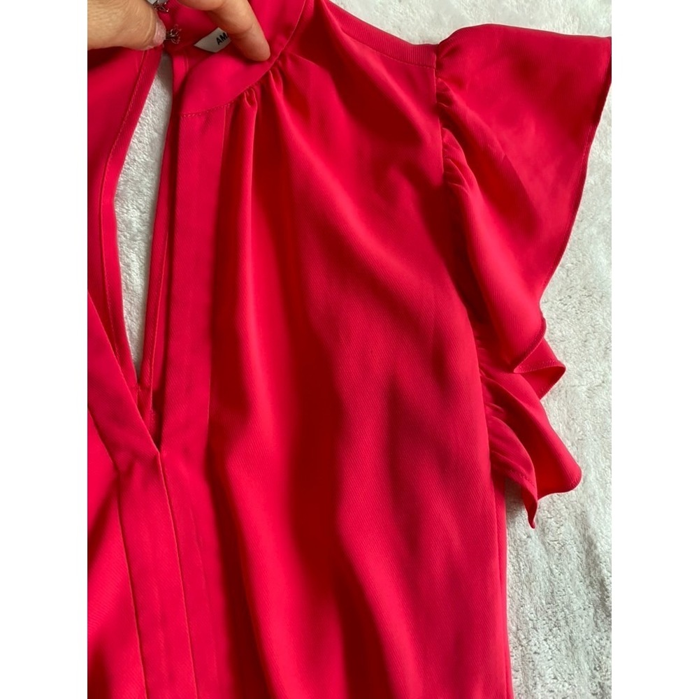 Amanda Uprichard Mini Dress Sz XS Hot Pink Drop Waist Ruffle Tiered Party Barbie - Picture 13 of 15